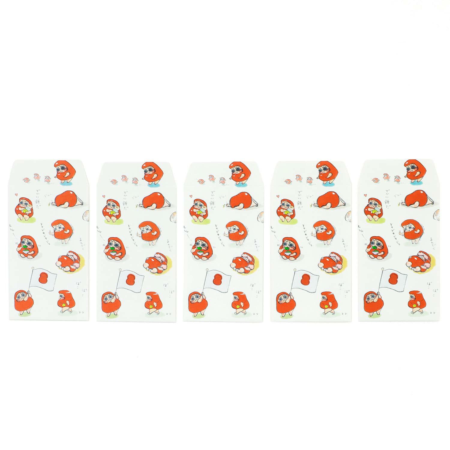山響屋 ヤチコダルマ ポチ袋 （5枚入り）(ラッピングバッグ