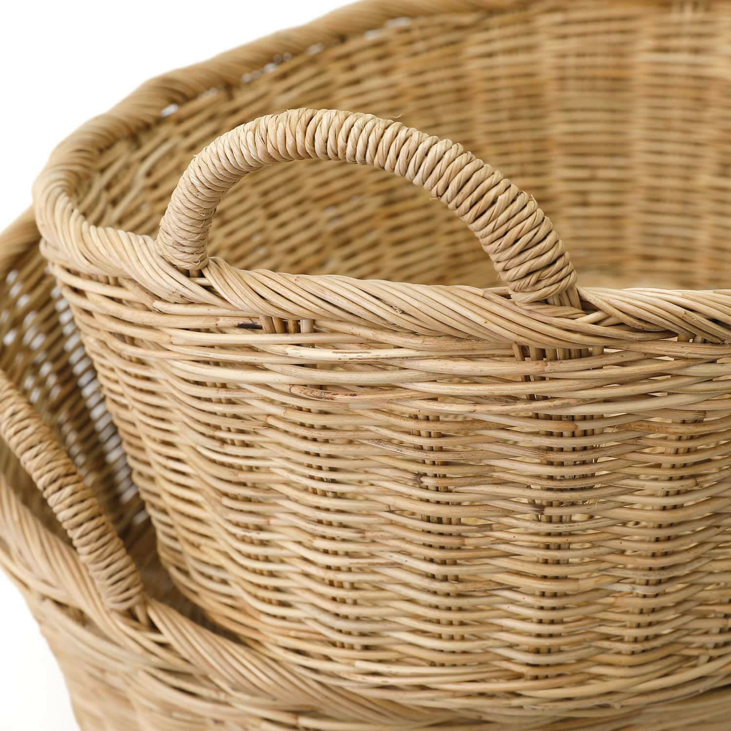 松野屋 | ラタン取手付楕円バスケットロータイプ S | HIGHTIDE