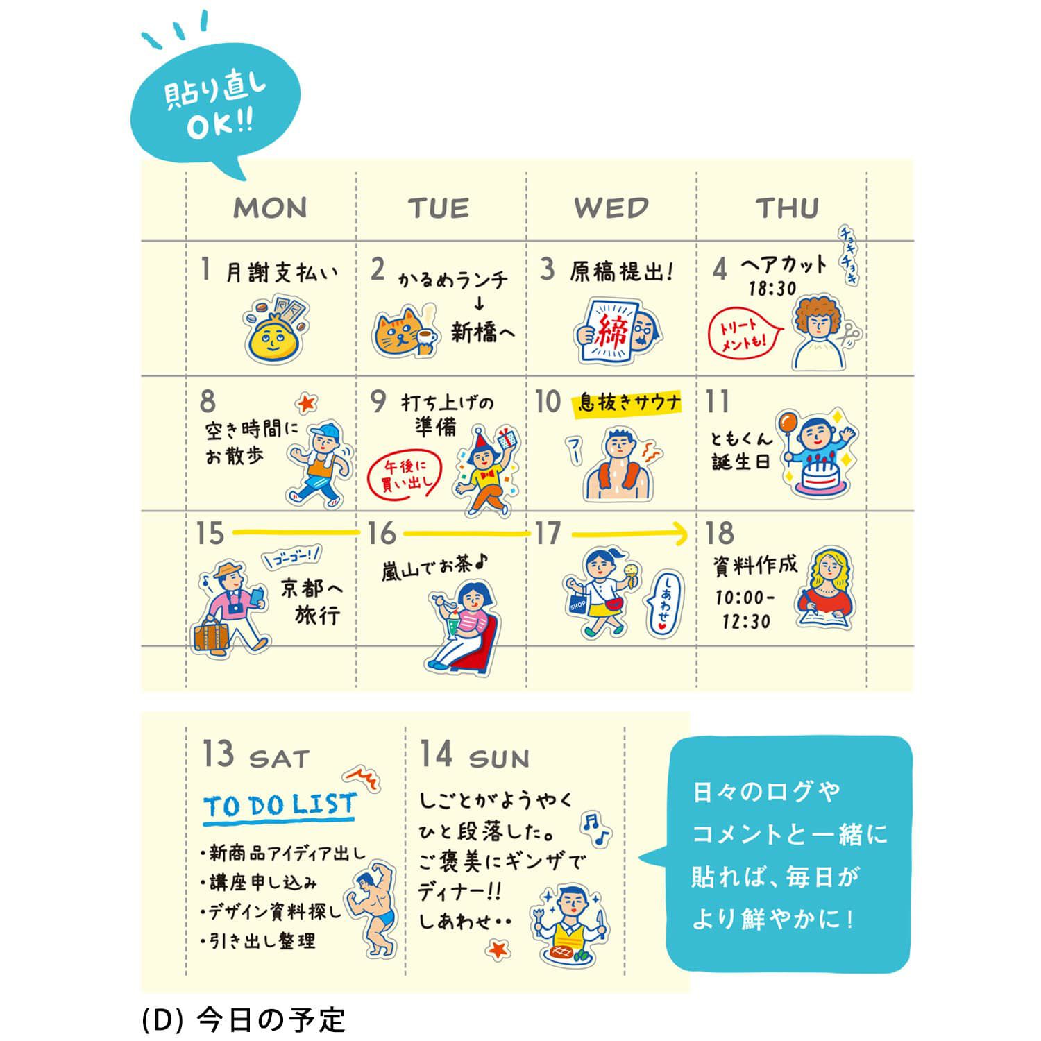 New Retro Diary Stickers - Today's Schedule