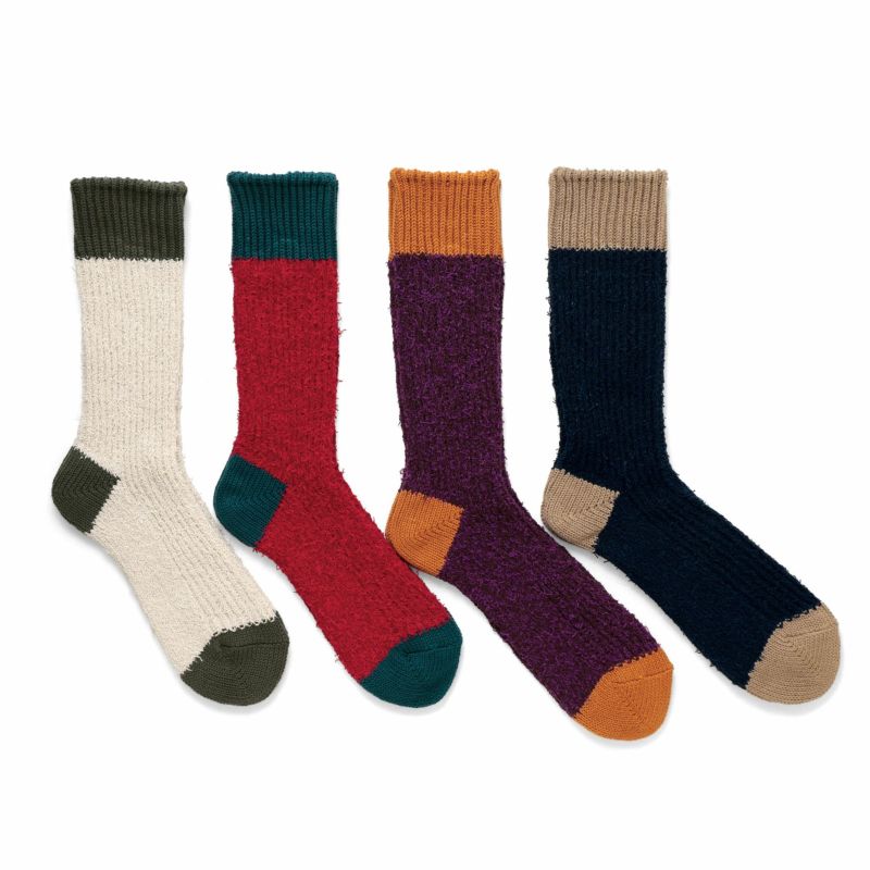 デカ クォリティソックス Textured Multi-Color Cotton Socks